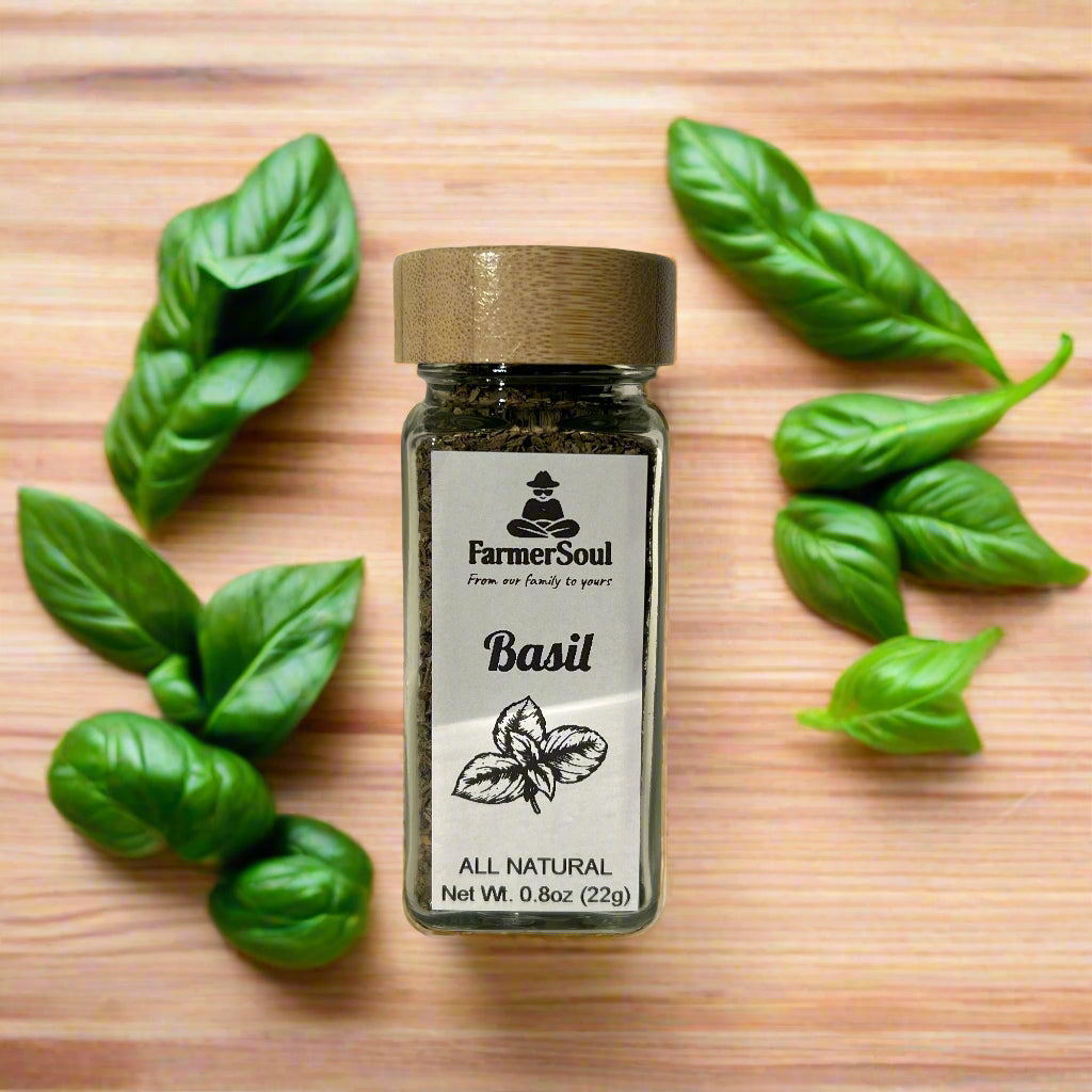 Dried Basil in BPA Free Glass Jar with Bamboo Lid | Culinary Herb | Premium Quality