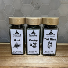 Dried Cooking Herbs Set Basil, Parsley, and Dill in Glass Jar with Bamboo Lid | Culinary Herb | Premium Quality