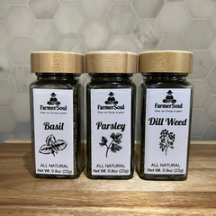 Dried Cooking Herbs Set Basil, Parsley, and Dill in Glass Jar with Bamboo Lid | Culinary Herb | Premium Quality