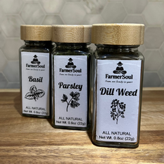 Dried Cooking Herbs Set Basil, Parsley, and Dill in Glass Jar with Bamboo Lid | Culinary Herb | Premium Quality