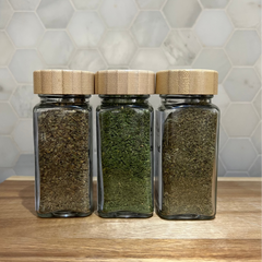 Dried Cooking Herbs Set Basil, Parsley, and Dill in Glass Jar with Bamboo Lid | Culinary Herb | Premium Quality