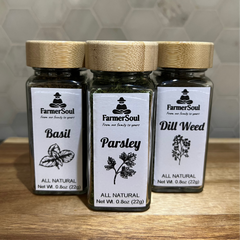 Dried Cooking Herbs Set Basil, Parsley, and Dill in Glass Jar with Bamboo Lid | Culinary Herb | Premium Quality