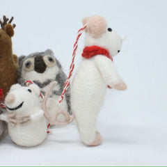 Felt Wool Christmas Ornament Classic Brother Mouse Animal Collection (7pcs)