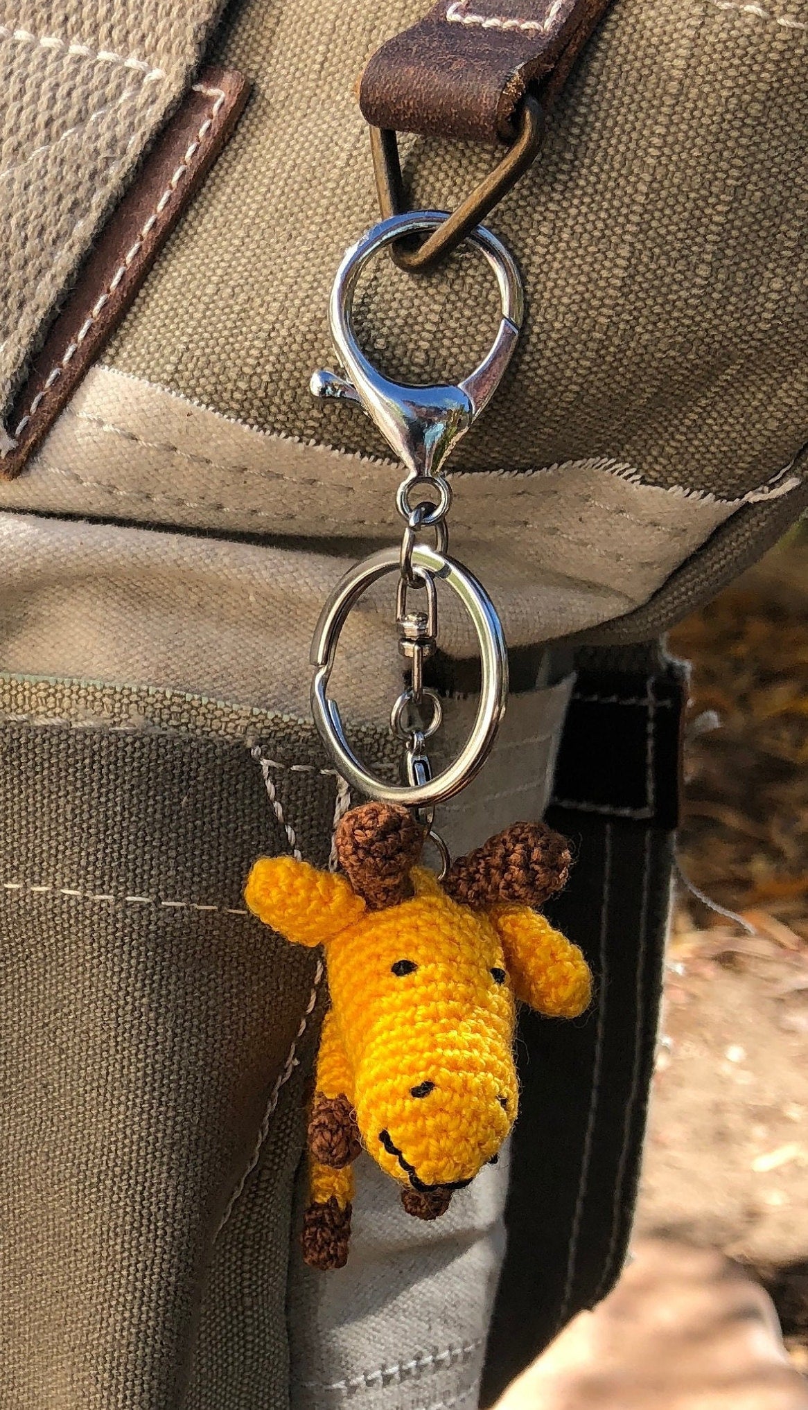 Crochet Baby Giraffe Keychain, Crochet Amigurumi Handmade Gift and Crochet Bag Charm and Traveling Companion Tag