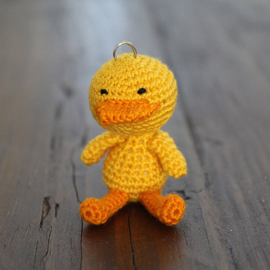 Crochet Yellow Duck Keychain - Amigurumi Yellow Duck Gift - Good Luck Charm, and Travelling companion