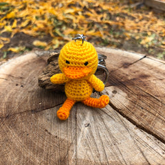 Crochet Yellow Duck Keychain - Amigurumi Yellow Duck Gift - Good Luck Charm, and Travelling companion