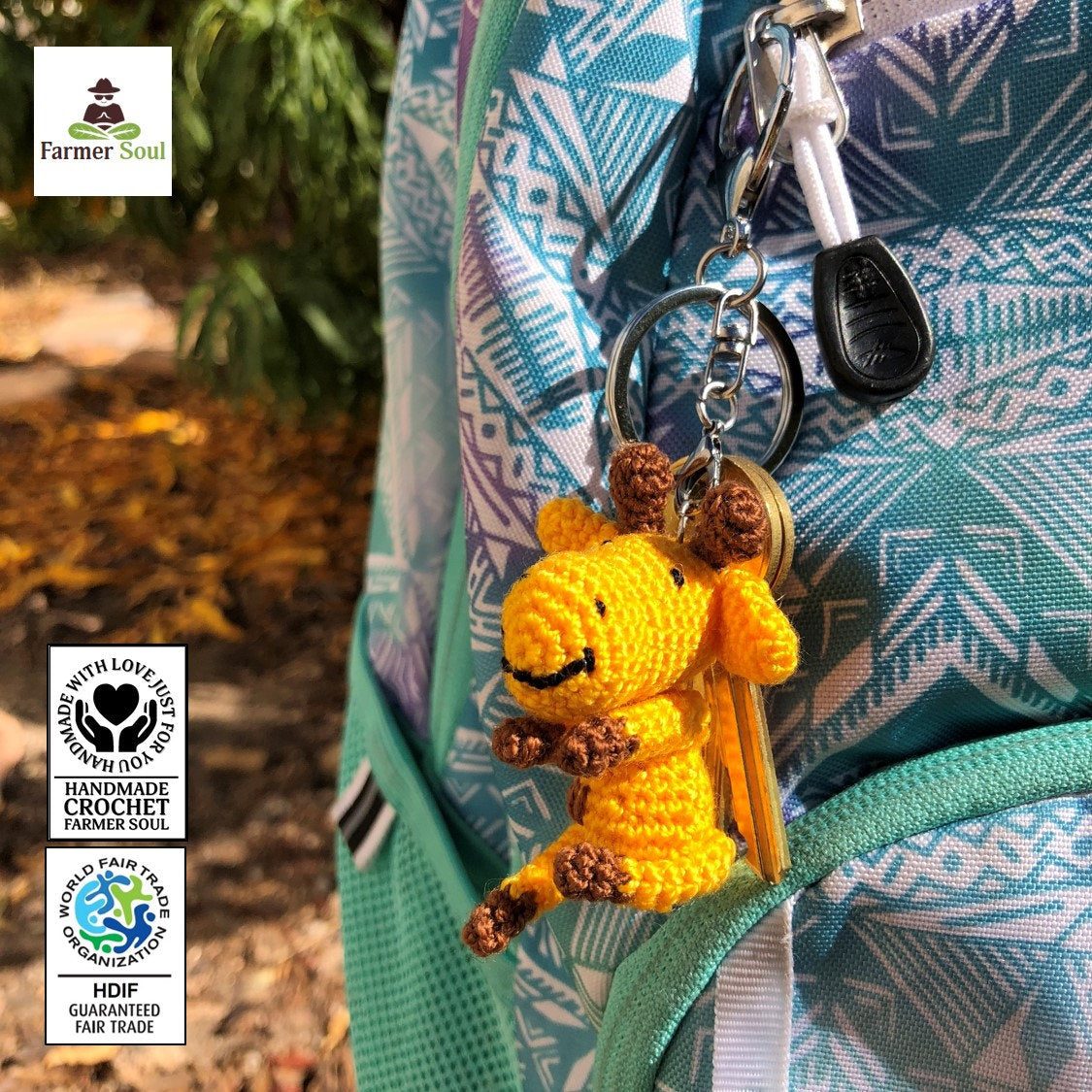 Crochet Baby Giraffe Keychain, Crochet Amigurumi Handmade Gift and Crochet Bag Charm and Traveling Companion Tag