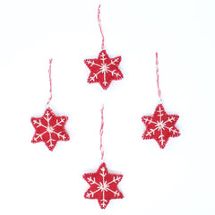 Felt Ornaments, Red Snowflakes - Pack of 6 Christmas Ornaments - Felt Wool Ornaments Collection - Felt Christmas Tree Ornaments