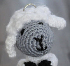 Crochet White Lamb Keychain - Crochet Amigurumi Sheep gift - Crochet Animal Bag Charm and Companion