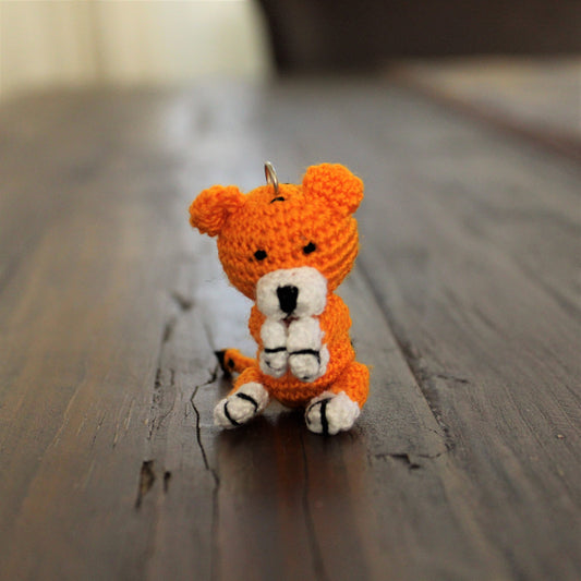 Crochet Tiger Keychain, Amigurumi Handmade Gift,  Bag Charm Gift and travel companion tag