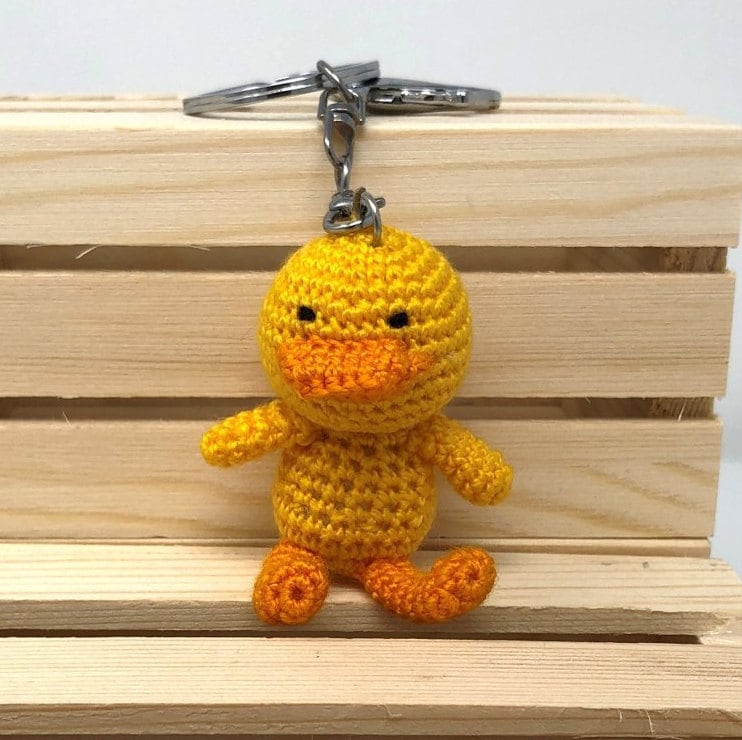 Crochet Yellow Duck Keychain - Amigurumi Yellow Duck Gift - Good Luck Charm, and Travelling companion