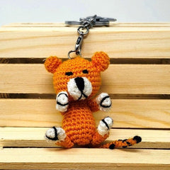 Crochet Tiger Keychain, Amigurumi Handmade Gift,  Bag Charm Gift and travel companion tag