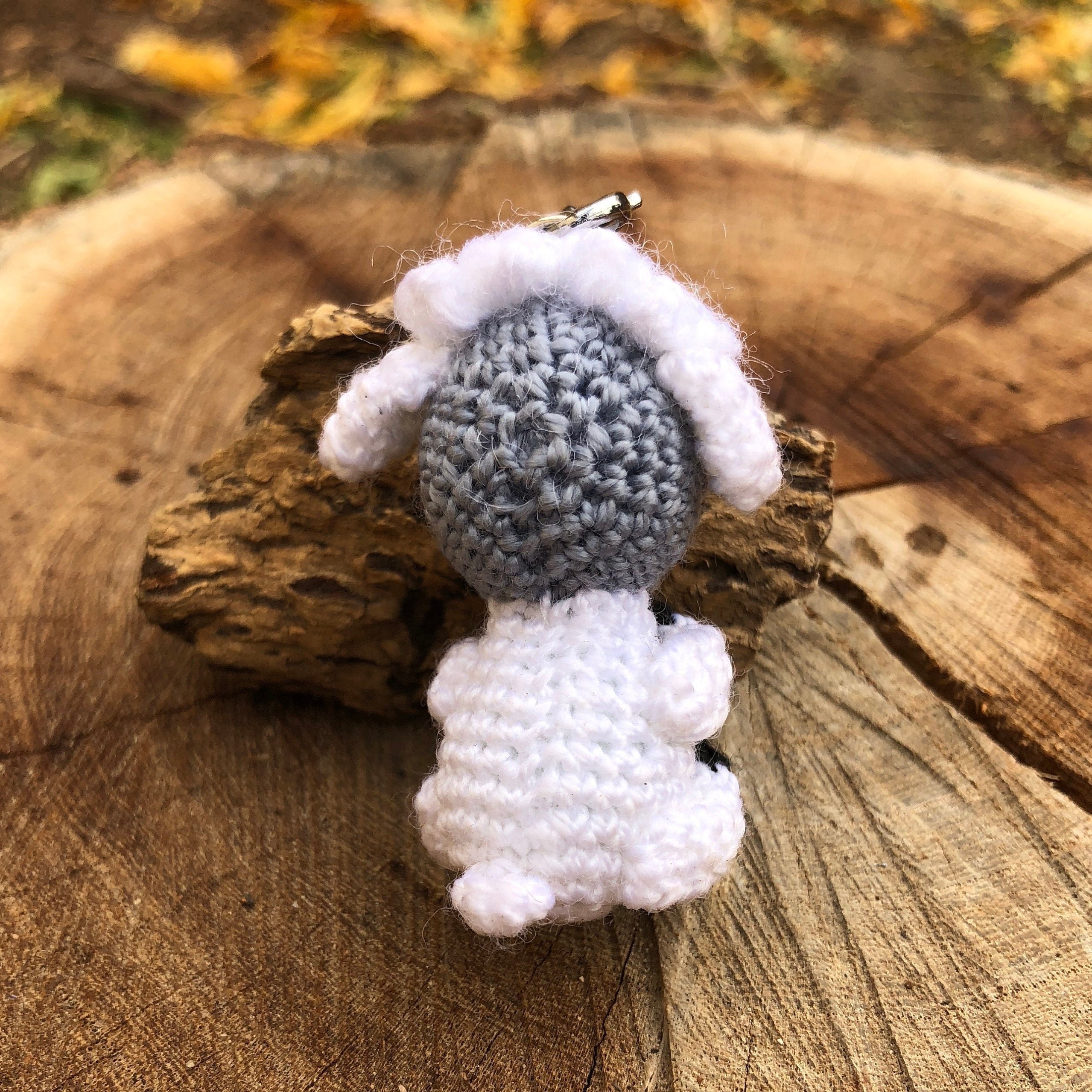 Crochet White Lamb Keychain - Crochet Amigurumi Sheep gift - Crochet Animal Bag Charm and Companion