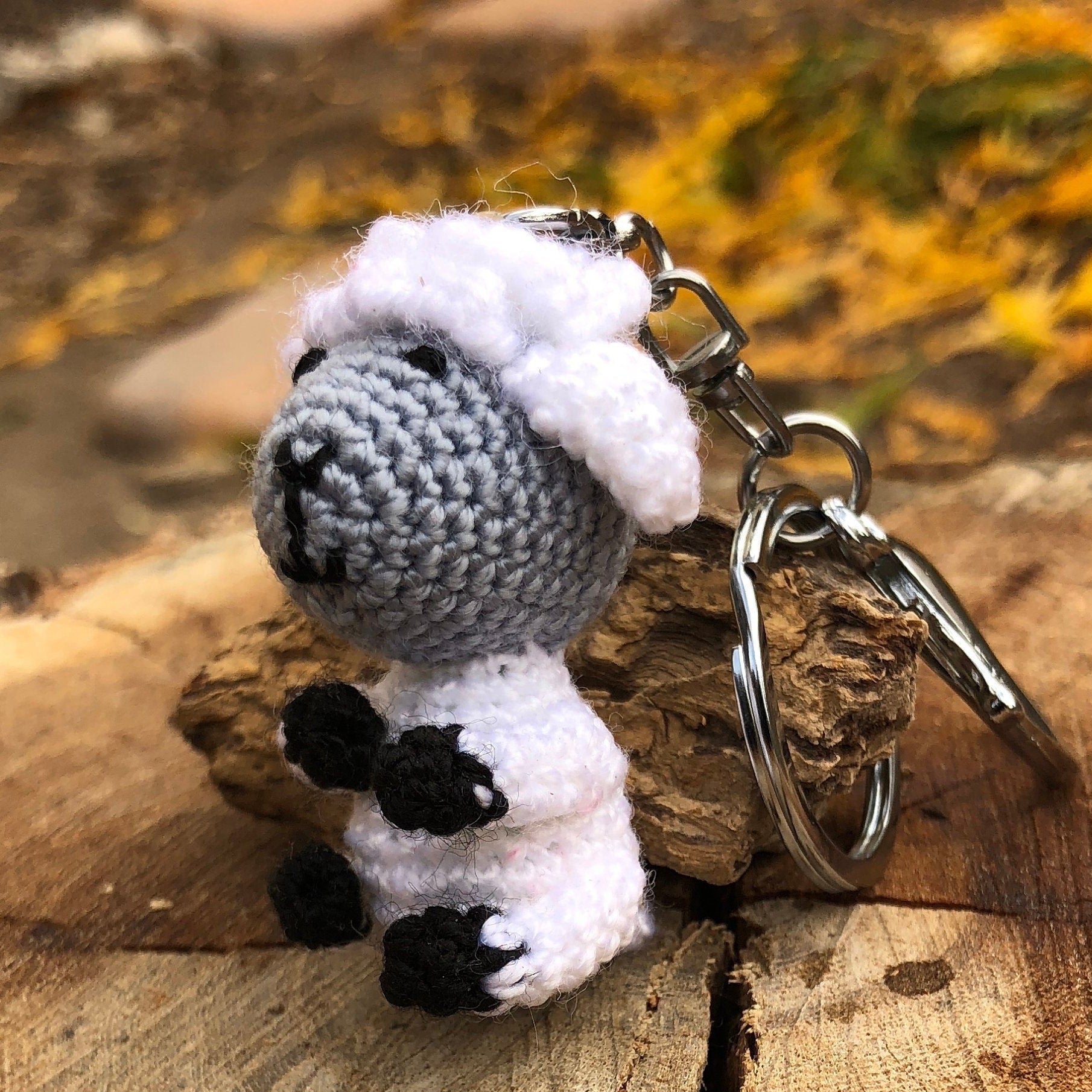 Crochet White Lamb Keychain - Crochet Amigurumi Sheep gift - Crochet Animal Bag Charm and Companion