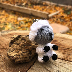 Crochet White Lamb Keychain - Crochet Amigurumi Sheep gift - Crochet Animal Bag Charm and Companion