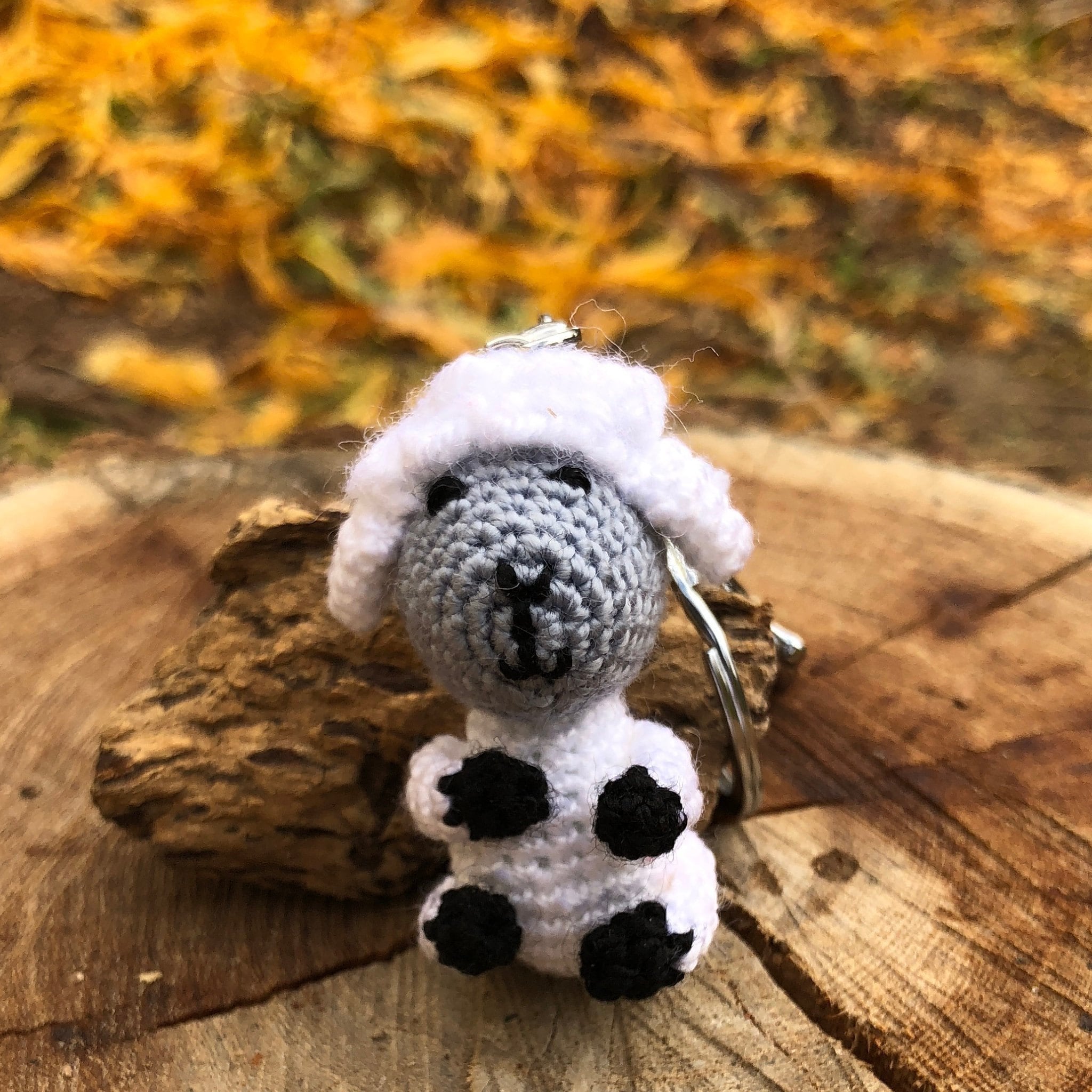 Crochet White Lamb Keychain - Crochet Amigurumi Sheep gift - Crochet Animal Bag Charm and Companion