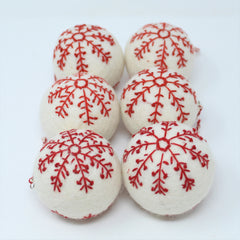 Felt Wool White Ball Star- Pack of 6 Christmas Tree Ornaments - Handmade from Eco-friendly dyes and 100% Wool - Fair Trade Certified