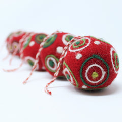 Felt Wool Red Balls - Felted Christmas Tree Ornaments - Handmade from Eco-friendly dyes and 100% Wool - Fair Trade Certified Set of 6