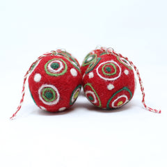 Felt Wool Red Balls - Felted Christmas Tree Ornaments - Handmade from Eco-friendly dyes and 100% Wool - Fair Trade Certified Set of 6