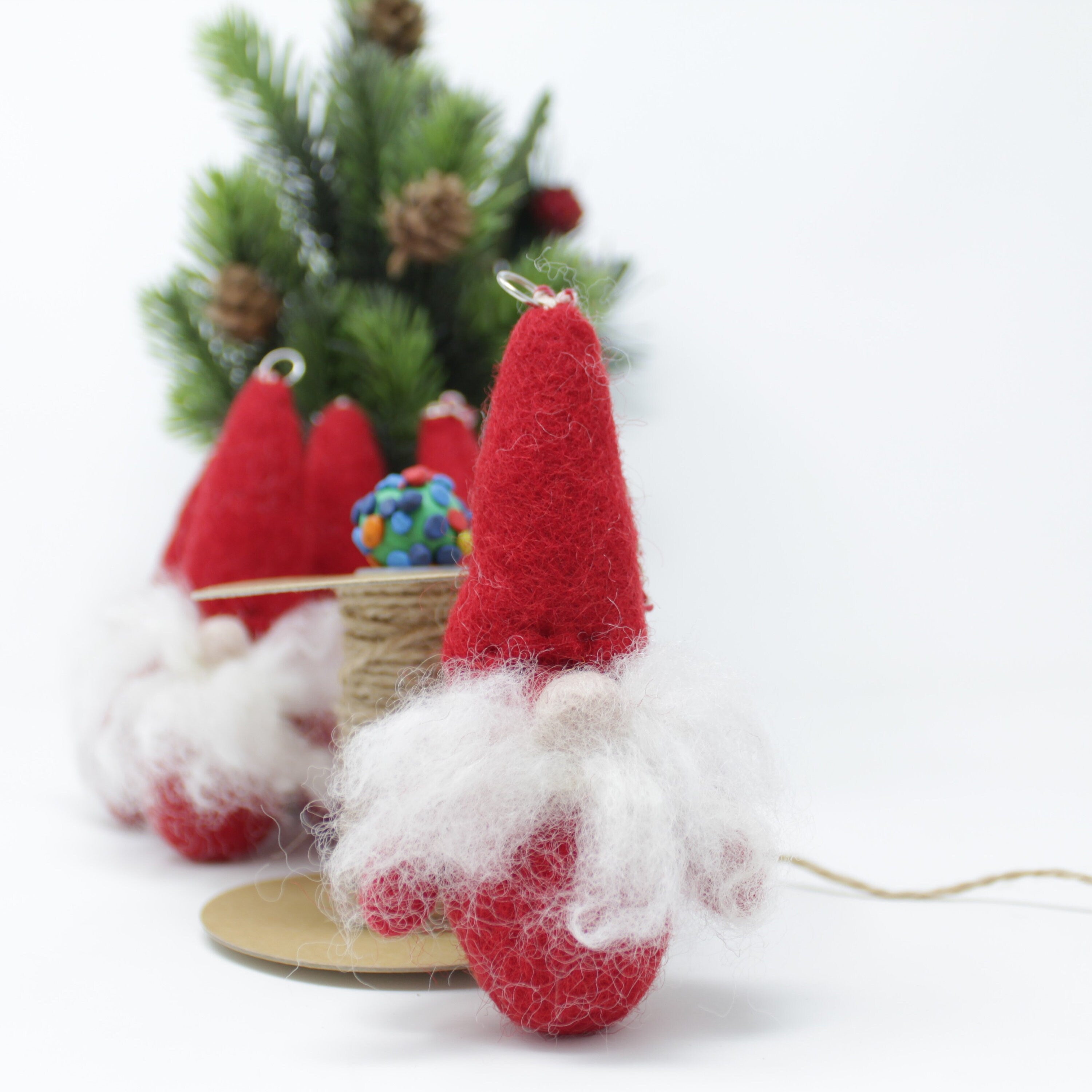 Felt Wool 6 Gnomes Ornament - Handmade Classic Felt Christmas Tree Kit - Eco-friendly and Fair Trade Certified Collection