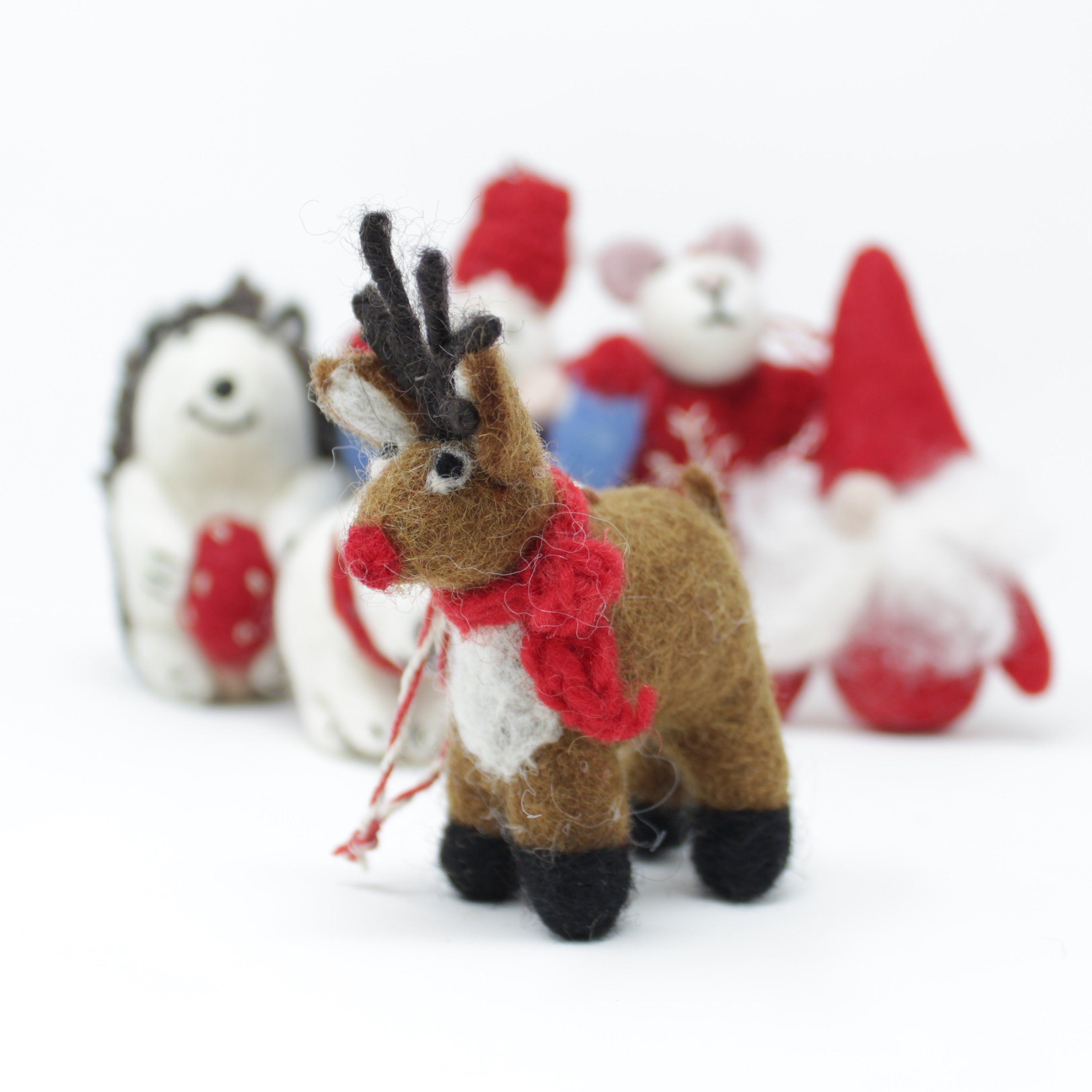 Felt Wool Christmas Ornaments - Handmade Classic Animal Felt Christmas Tree Kit - Eco-friendly and Fair Trade Certified Collection (6pcs)