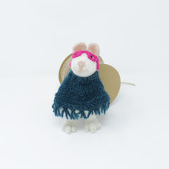 Felt Wool Christmas Ornament - Masked Poncho Mouse Christmas Tree Kit - Eco-friendly and Fair Trade Certified Collection