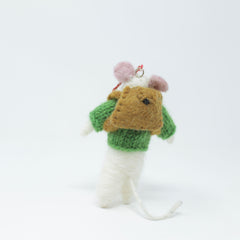 Felt Wool Christmas Ornament - Traveling Mouse with Backpack Christmas Tree Kit - Eco-friendly and Fair Trade Certified Collection