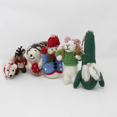 Felt Wool Christmas Ornaments - Handmade Classic Animal Felt Christmas Tree Kit - Eco-friendly and Fair Trade Certified Collection (6pcs)