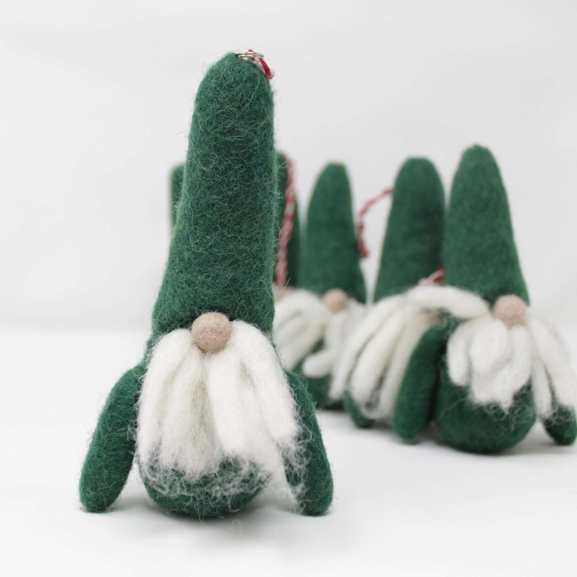 Felt Wool 6 Gnomes Ornament - Handmade Classic Felt Christmas Tree Kit - Eco-friendly and Fair Trade Certified Collection